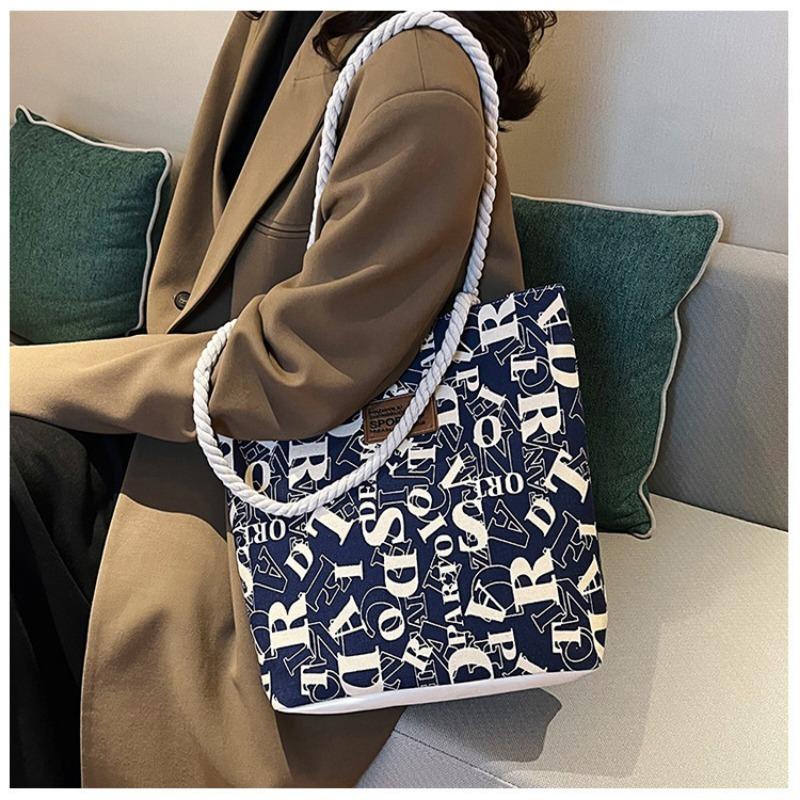 Женская сумка-тоут из холста с надписью, большая вместимость, стильная сумка через плечо для работы и поездок на работу