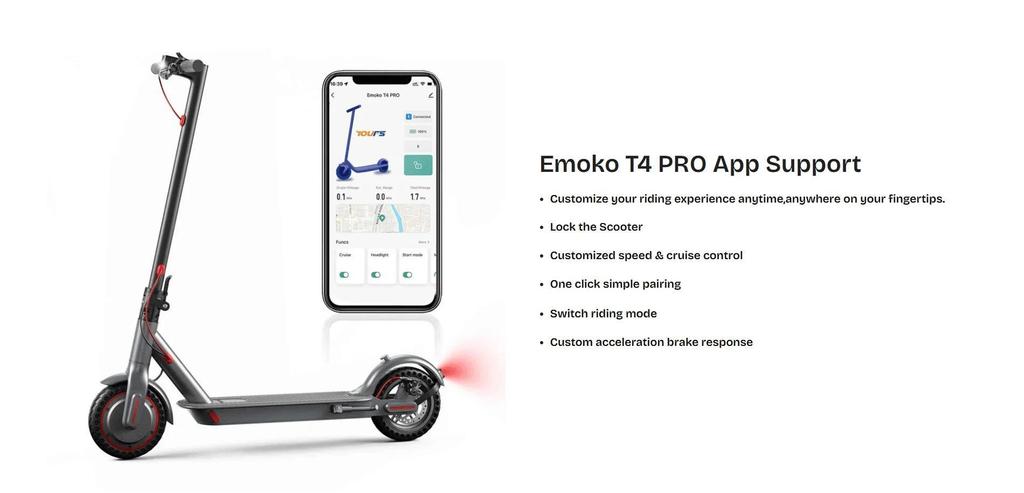 2026 New Emoko HT-T4 Pro Foldable Electric Scooter 350W 36V 10.4Ah 8.5-inch Honeycomb Tire, Supports Disc Brake+E-ABS Application