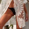 Элегантная летняя пляжная накидка, прозрачное кружевное солнцезащитное платье с перспективой, летняя пляжная накидка на шнуровке, женская одежда