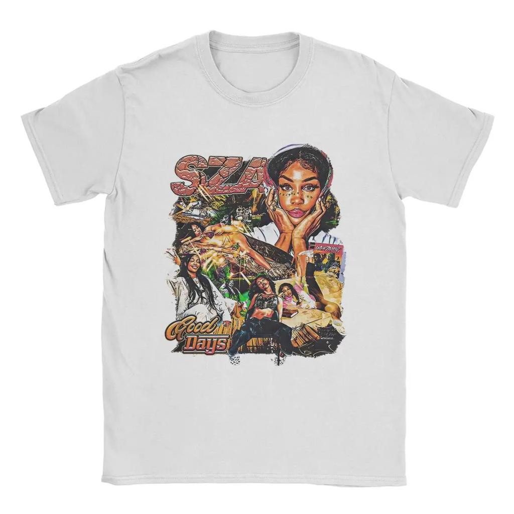 Мужская футболка SZA Good Days, забавные футболки с коротким рукавом и круглым вырезом, 100% хлопок, графические принтованные топы