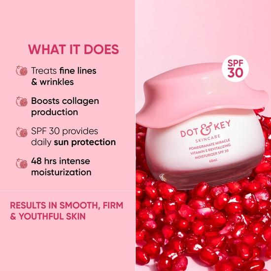 DOT & KEY Гранат + Мультипептидный крем против старения с SPF 30 для защиты от солнца | Уменьшает тонкие линии и морщины | Увеличивает выработку коллагена | 60 мл