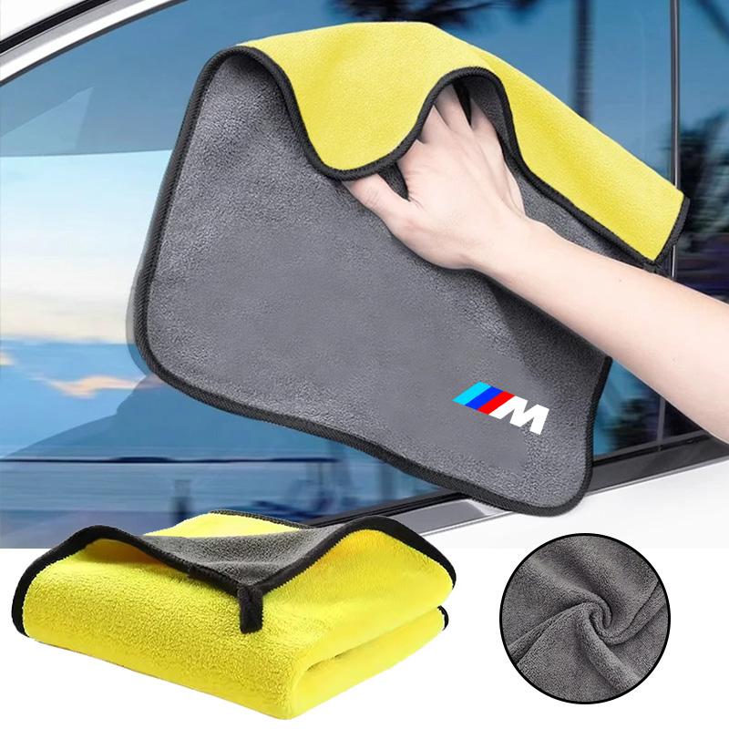 NDQB9 Stickers Decals Microfiber Towel Car Logo Cleaning Cloth Car Wash Accessories For BMW M Performance E46 E90 E60 F20 X1 F10 F30