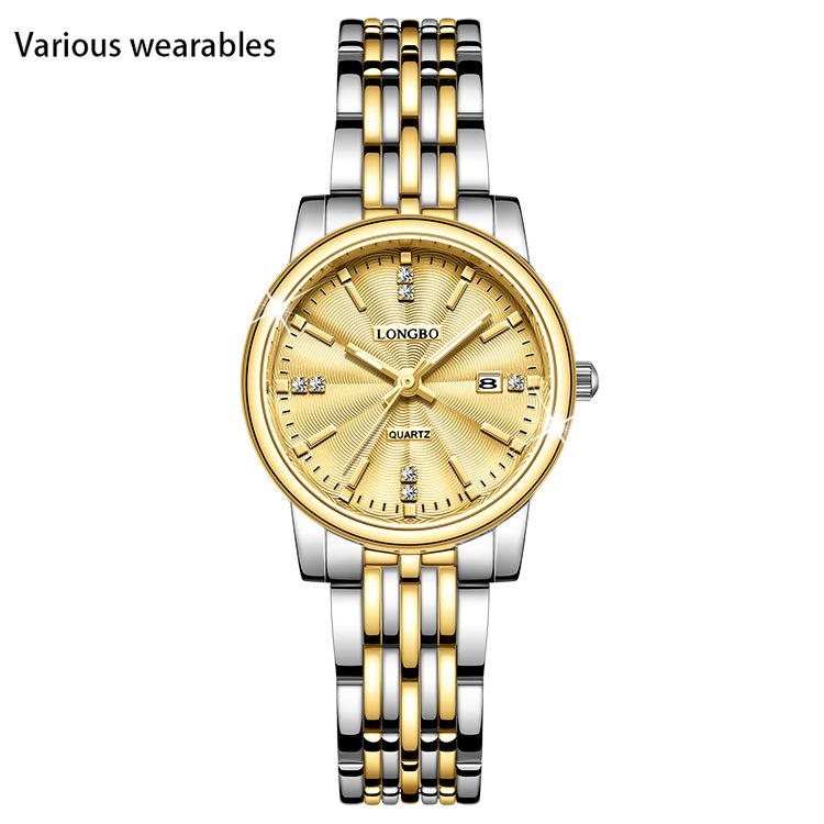 Часы Lovers Watch Calendar Водонепроницаемые часы со стальным ремешком для мужчин и женщин