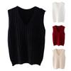 Женский вязаный жилет с V-образным вырезом без рукавов с перекрученной текстурой, свитер, однотонный повседневный свитер, жилет для повседневной носки