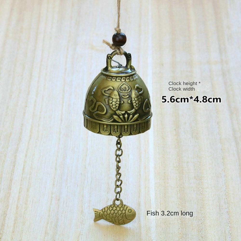 New Auspicious Wind Chime Dragon and Fish Patterned Handmade Pendant Temple Wind Bell Decoration Retro Wall Hanging Bell
