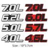 3D Металл 4.0L 4.6L 4.7L 5.0L 5.7L 6.0L 6.2L 6.4L 7.0L Автомобильная наклейка на задний багажник Эмблема Значки Наклейки для Mazda VOLVO PEUGEOT