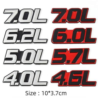 3D Металл 4.0L 4.6L 4.7L 5.0L 5.7L 6.0L 6.2L 6.4L 7.0L Автомобильная наклейка на задний багажник Эмблема Значки Наклейки для Mazda VOLVO PEUGEOT