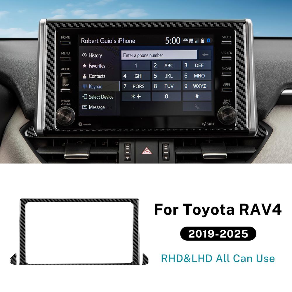 For Toyota RAV4 2019-2025 Carbon Fiber Central Screen Decor Frame Anti Scratch Center Console Interior Protector Car Accessories