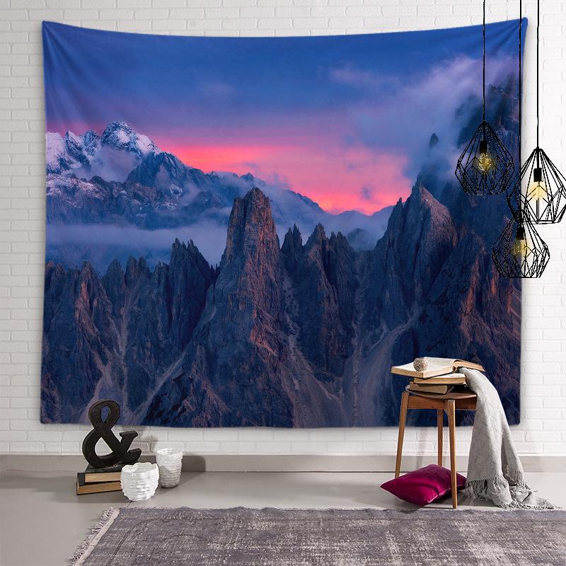 Горы, озеро, цветы, настенное искусство, декоративный эстетический гобелен, фон, Настенный декор, гостиная, спальня, домашний декор, гобелен