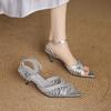 Krazing Pot Gladiator Straw Weaving Mules Summer Size 42 Wedding Party Stiletto Med Heels Women Women Peep Toe Sandals