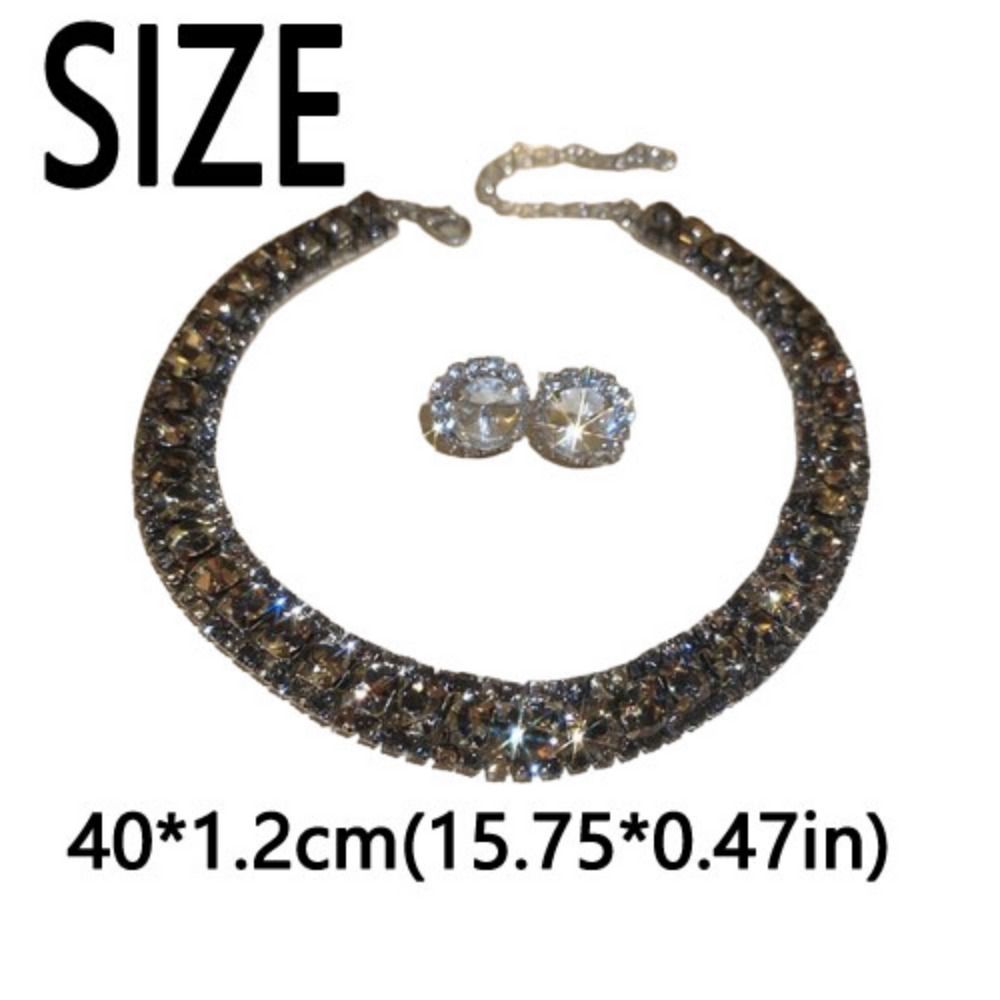 Retro Necklace Earrings Set Handmade Rhinestone Choker Necklace Crystal Necklace Anniversary