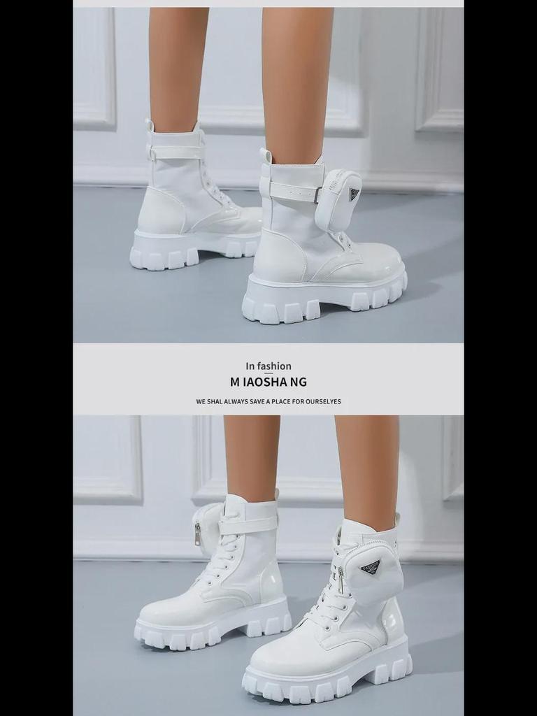 Летние ботинки Martin в британском стиле 2021 года: Большая платформа, короткая труба, боковая сумка, женская байкерская мода