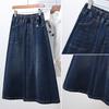 Dimanaf 2025 Летние эластичные джинсовые юбки больших размеров Женская мода Свободная А-силуэта Юбка с высокой талией Винтаж