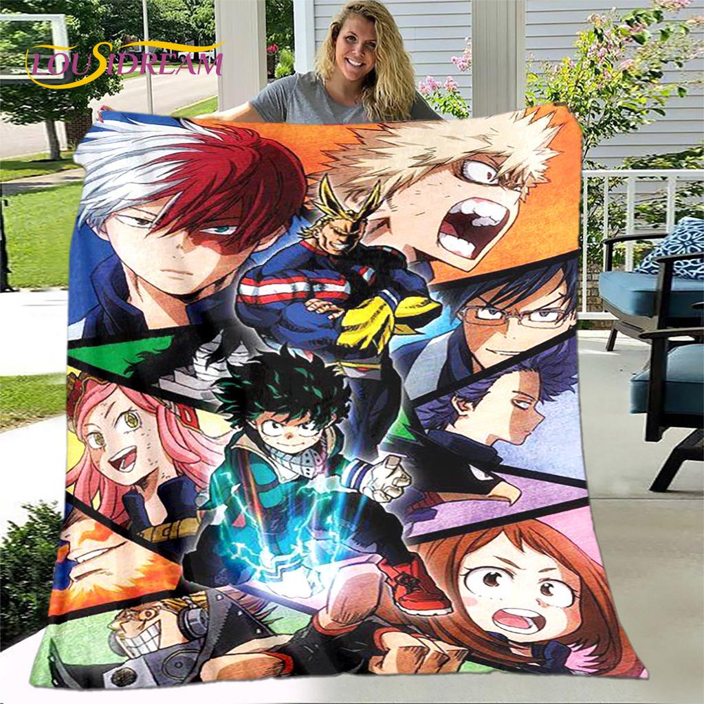 Мягкое плюшевое одеяло My Hero Academia с героями мультфильмов, фланелевое одеяло для гостиной, спальни, кровати, дивана, чехол для пикника
