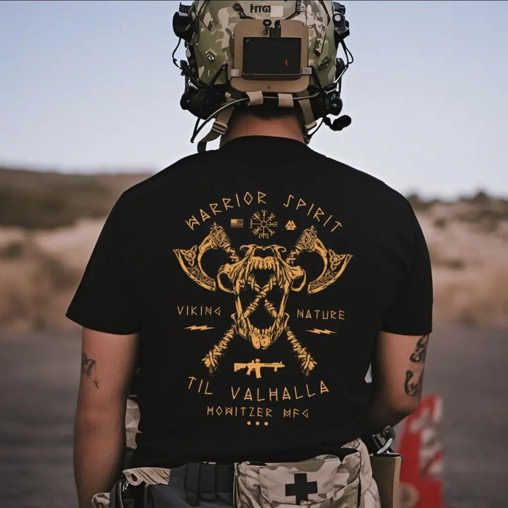 Nordic Mythology Print Summer Men's Tactical Military Fans Frontier Observation Group American Tough Guy Short-sleeved T-shirt