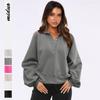 Loose Casual Fashion Brand Hoodie with Lantern Sleeves Polo Collar Design Sense Top Pullovers & Long Sleeves Women’s