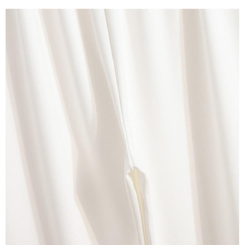 Dimanaf 2024 Plus Size Summer Long Pants Women Elastic Pants Loose Straight Casual Female Basic Trousers Wide Leg Pants White 5XL