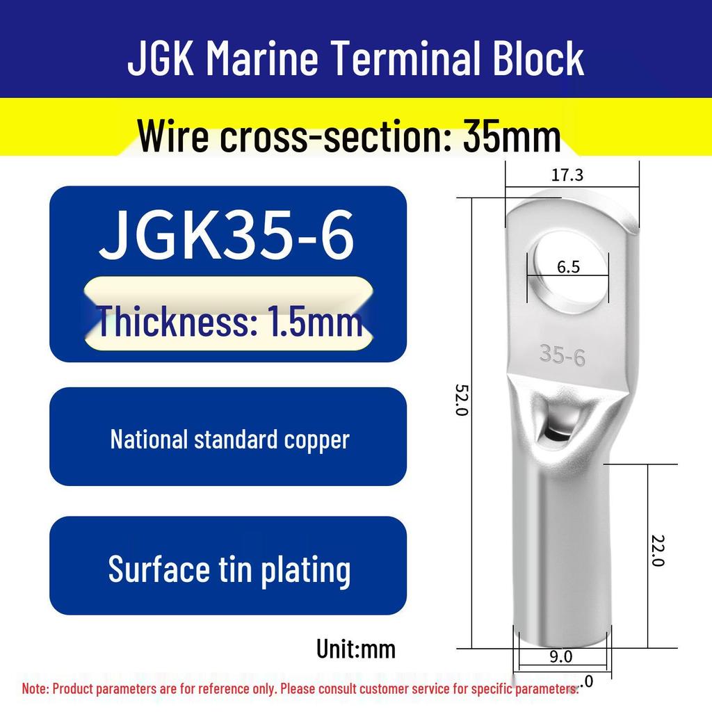 Huaxi Technology Red Copper JGK10-6 Marine Terminal Block - Cold-Pressed Crimp Ring