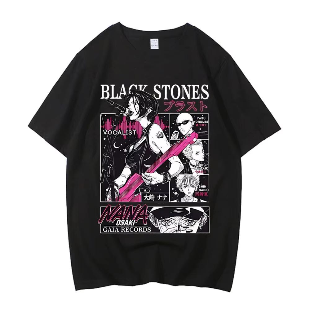 Nana Anime Graphic Tshirt Vintage Washed Anime Merch Harajuku Unisex Oversized Crew Neck Cotton Short Sleeve Tee Tops Hot Sale