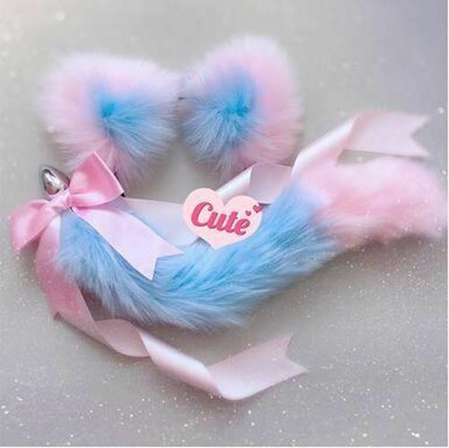 Neko Cat Ears Headband With Fox Or Kitten Tail Metal Butt Plug  Cosplay Butt Plug Tails