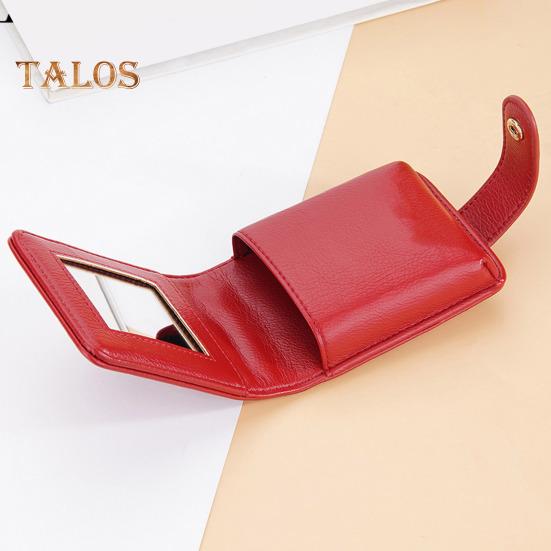 Женская сумка для хранения помады с зеркалом, однотонная искусственная кожа, портативный мини-путешественник, женский макияж, блеск для губ, оттенок, лак, органайзер, чехол, кошелек