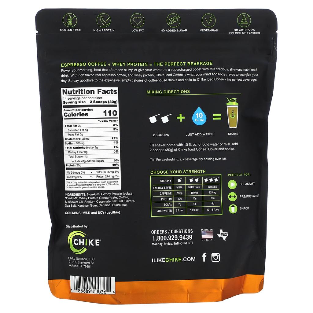 Chike Nutrition Высокопротеиновый холодный кофе, Тыквенный пряник, 14,6 унции (413 г)