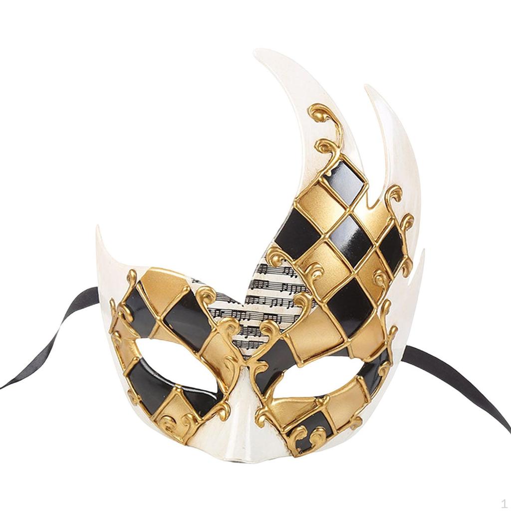 Masquerade Mask Cosplay Checkered Antique Prom Costume Accessories Mardi Gras for