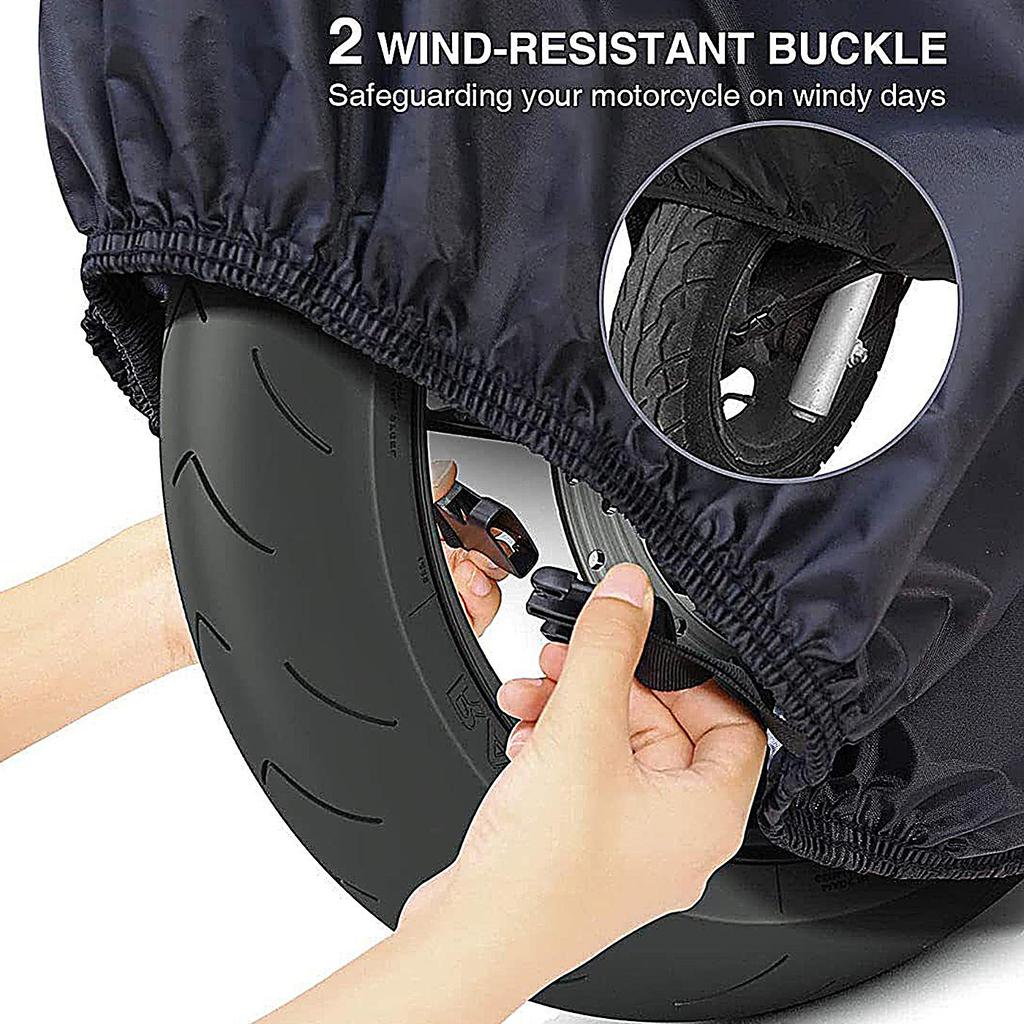 Всесезонный черный водонепроницаемый солнцезащитный чехол для мотоцикла, чехол для мотоцикла, универсальная защита от солнца на открытом воздухе с замковыми отверстиями и сумкой для хранения