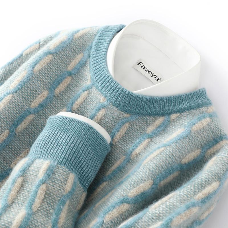 Кардиган жаккардовой вязки с круглым вырезом для мужской осени и зимы, новая кашемировая трикотажная базовая рубашка, свободный и универсальный теплый пуловер