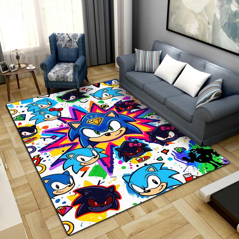 Cartoon Sonic Puzzle Area Carpet for Living Room Bedroom Home Decor Cool Movie Mat Floor Mat LXRa59