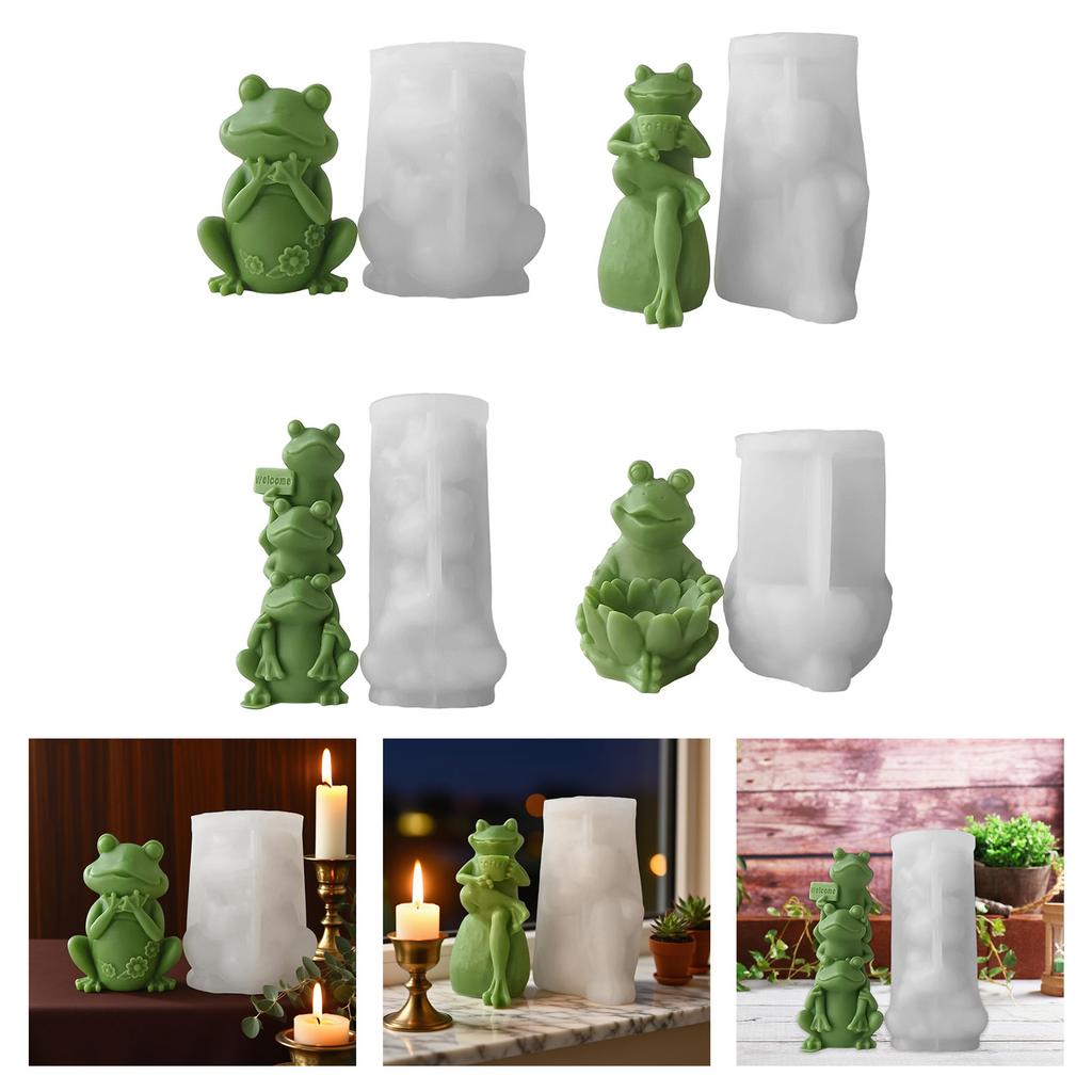 3D Frog Candle Mould Cartoon Animal Silicone Molds Ornament Molds Castings Molds Plasters Molds for Home Decoration