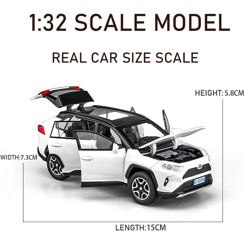 1/32 модель автомобиля Toyota RAV4, игрушечная машинка из сплава, литая под давлением Коллекционная модель со светом и звуком, игрушечный автомобиль для мальчиков, детский подарочный автомобиль