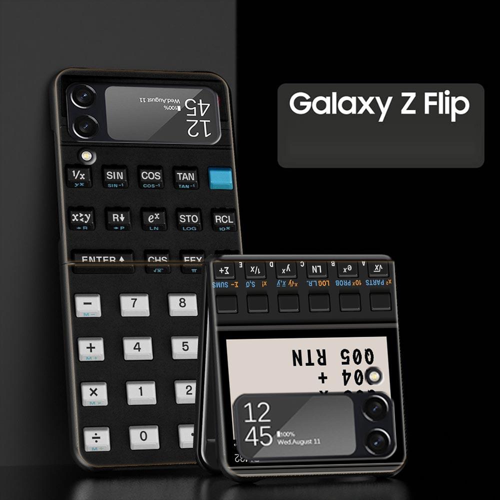 Чехол для телефона Samsung Galaxy Z Flip 3 4 5 6 Складной Черный Корпус Ретро Калькулятор Для Samsung Z Flip4 Flip5 ПК Жесткая Крышка