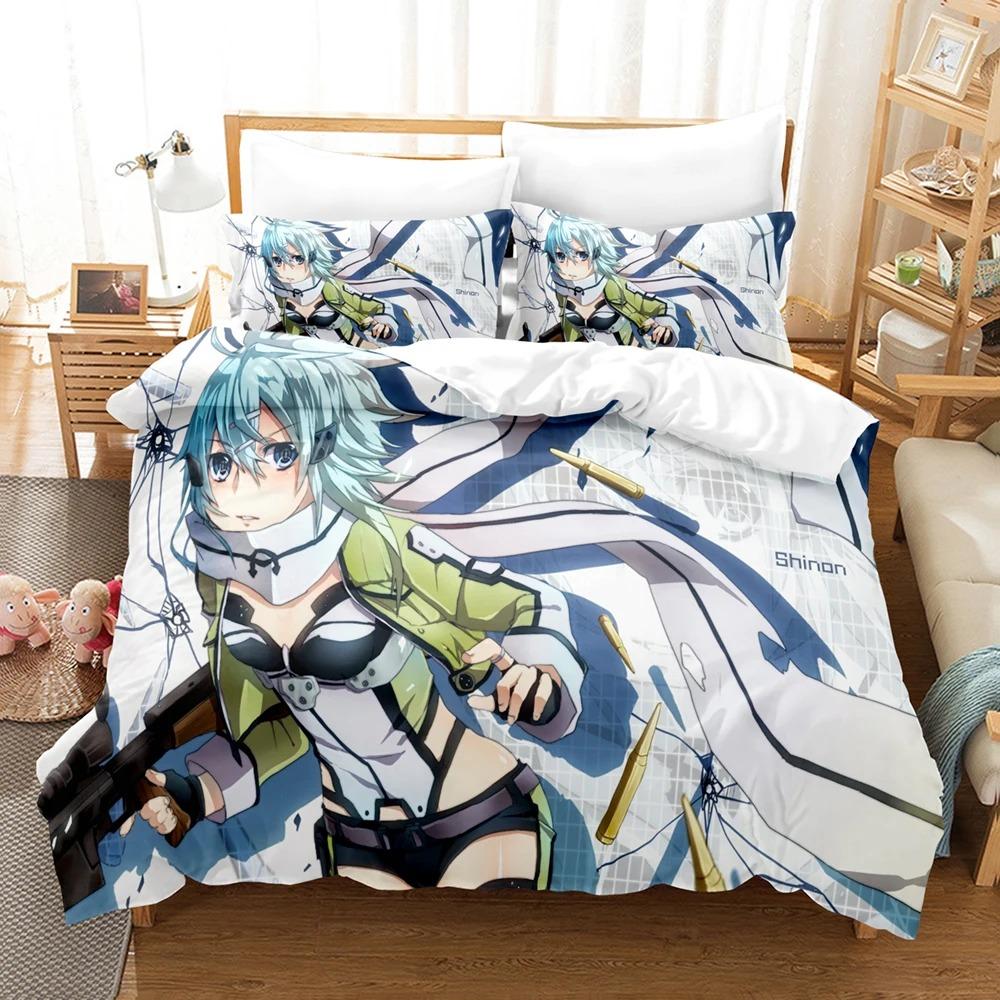 Аниме Sword Art Online Постельное белье из японского мультфильма Постельное белье из полиэстера 3D Подарок для детей Твин Одинарный Королева Размер King Пододеяльники