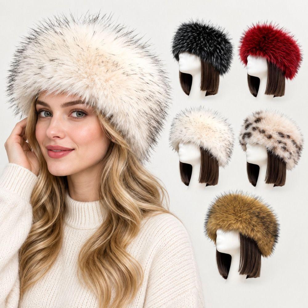 Imitation Fox Fur Keepwarm Headband Thick Fake Fur Hat Soft Fur Headband Hat Women