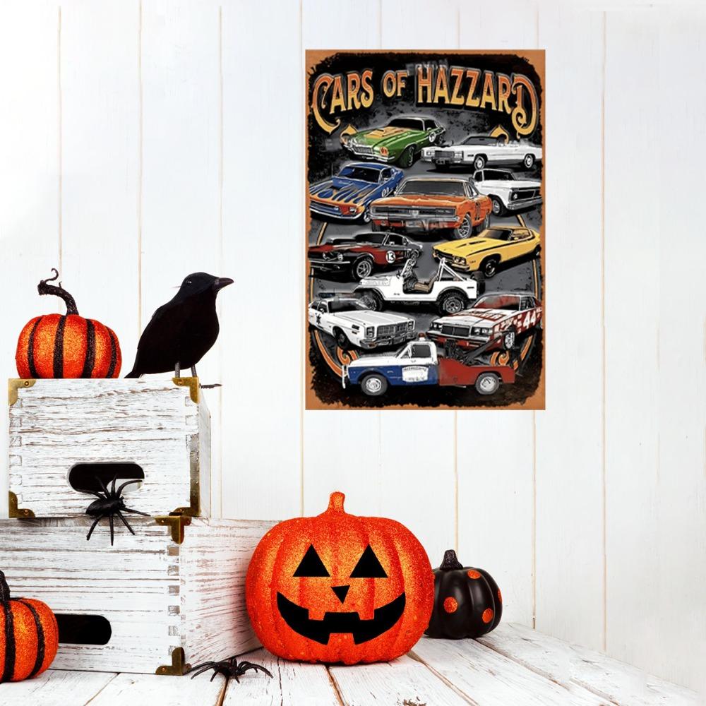 Vintage "Cars of Hazzard" Tin Sign - Multipurpose Home, Kitchen, Restaurant, Bar, Garage Decor - No Power Needed, Easy Mounting