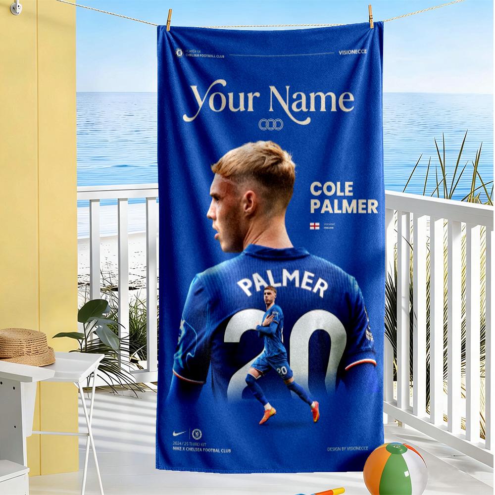 Chelsea Fc Football Player Customizable Name Beach Towel Quick-Dry Soft Microfiber Suitable for Swimming Gym Camping Yoga Vacation