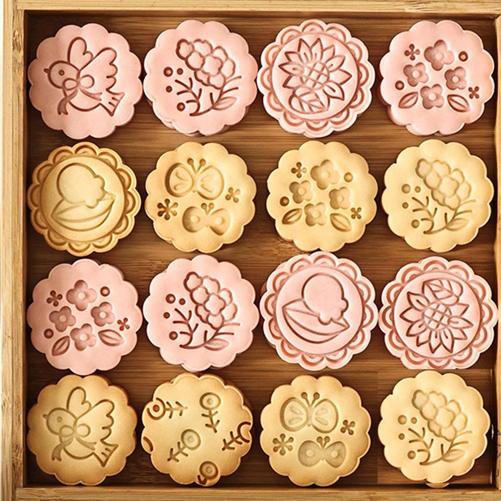 8PCS Flower Shape Cookie Molds Manual Press Cake Moulds Convenient Biscuit Dessert Making Tool for Baking Enthusiasts