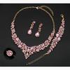 CSY Elegant Crystal Costume Jewelry Sets for Formal Events Gown Accessories | 4-Piece Set Bridal Necklace Earrings Bracelet Ring Set for Brides