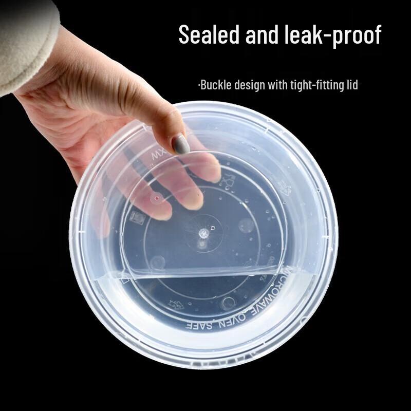 Fangcaodi 450ml Round Disposable Takeaway Bowls with Lids, 300-Count
