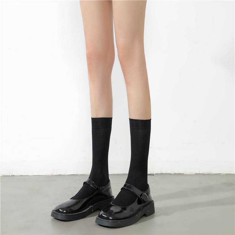 Women's 70cm Over-the-Knee Thin Velvet Compression Socks, Spring/Summer Long Black & White Stockings.