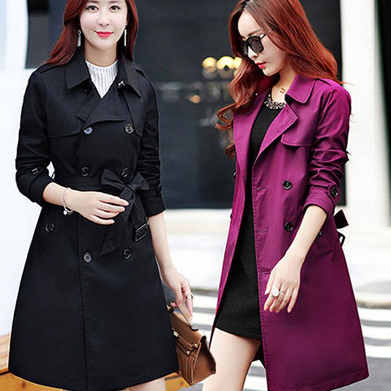 Spring Trench Womens Coat Midlength And Autumn Korean Style Slim Waist British Large Size Casual Windbreaker M4xl