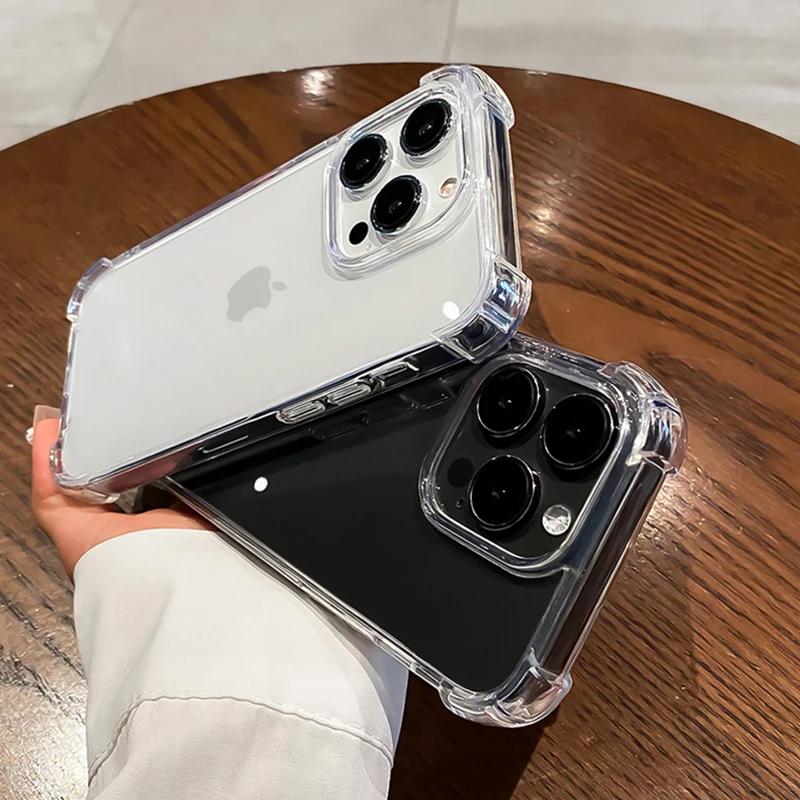 Роскошный противоударный прозрачный чехол для телефона iPhone 15 14 13 12 11 Pro Max Силиконовый прозрачный мягкий чехол для iPhone 14 15 Plus