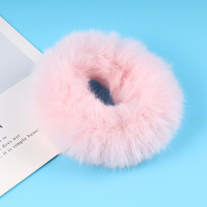 Scrunchies Fur Hair Ties Fuzzy Fur Band Rope Wristband Ring Ponytail Holder Accessories for Women Girls Multi-colored