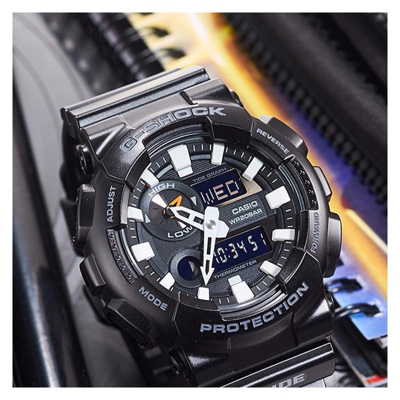 Casio Серия G-SHOCK Фаза прилива и луны Черный Воин Модный Тренд Спортивные Водонепроницаемые Квадратные Ударопрочные Механизм Кварцевый Механизм Ремешок из Смолы GAX-100B-1APRD