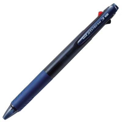 Трехцветная шариковая ручка Mitsubishi Pencil Jetstream, 0,7 мм, Прозрачный темно-синий, Легко пишет, SXE340007T.9