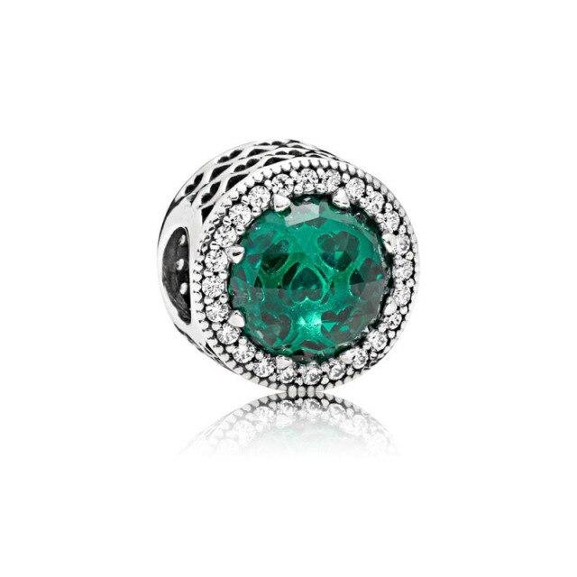 925 Sterling Silver Colorful Beads Transparent Shiny Row Clip Charm Fit Women Bracelet DIY Jewelry