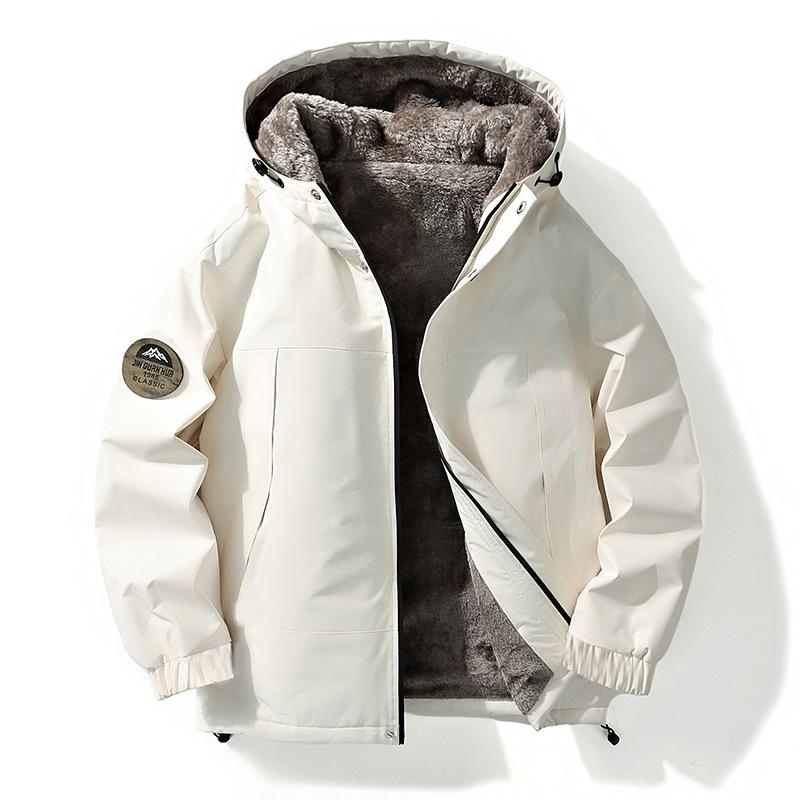 Хлопковая куртка, мужское пальто, рабочая одежда, с капюшоном, осень и зима с толстой бархатной застежкой