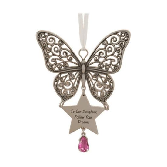 Metal Distressed Angel Decoration Handmade Silver Butterfly Charm Christmas Tree Hanging Ornament Keepsake Gifts for Women Her