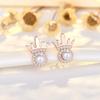 New Crown Circle Pearl Earring Plated Earrings Fashionable and Versatile Earrings